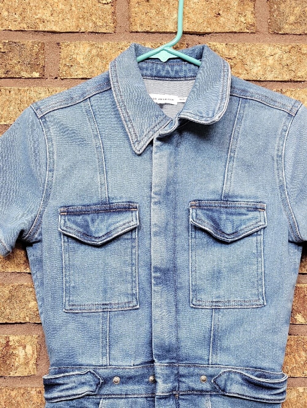 Good American Fit for Success Denim Romper Size 2 Small Cotton Stretch - Picture 3 of 16